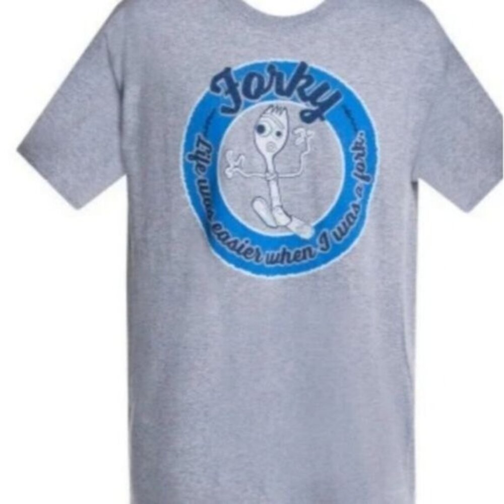 DISNEY TOY STORY Mens Graphic‎ T-Shirt SZ M Top Gray 4 Forky Short Sleeve